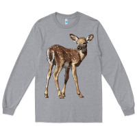 Heather Grey white tailed fawn deer Long Sleeve Tee - LillyAllenDesigns