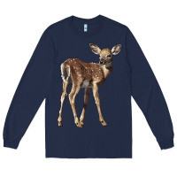 Navy white tailed fawn deer Long Sleeve Tee - LillyAllenDesigns