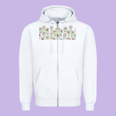 Retro Smiley Faces Zipper Hoodie Designed By Tumblerdesignbyshophia