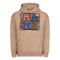 Pigment Burro Army Veteran mama leopard frame 4th of July Urban Hoodie - LillyAllenDesigns