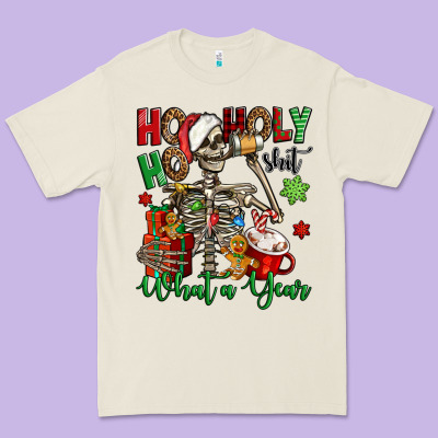 Ho Ho Holy Shit What A Year Christmas Skeleton Premium Tee Designed By Jasminsmagicworld