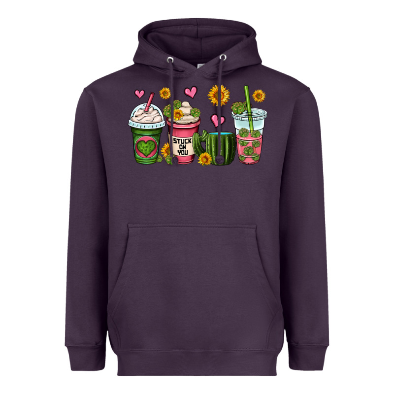 Stuck On You Cactus Coffee Cups Heavyweight Hoodie by OliviaCreatesArt | Teevron