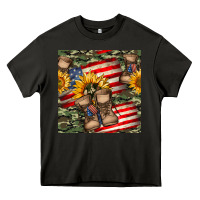Asphalt usa flag with army boot seamless pattern Heavy Core Tee - BundleAndBundleShop