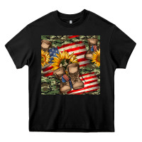 Black usa flag with army boot seamless pattern Heavy Core Tee - BundleAndBundleShop