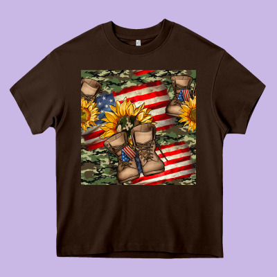 Usa Flag With Army Boot Seamless Pattern Heavy Core Tee Designed By Bundleandbundleshop