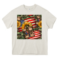 Cream usa flag with army boot seamless pattern Heavy Core Tee - BundleAndBundleShop