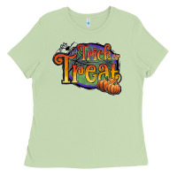 Trick Or Treat Black Ladies Tee | Teevron