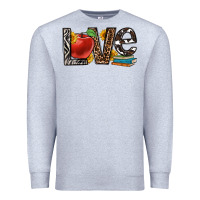 Heather Grey love teacher Premium Sweatshirt - OliviaCreatesArt