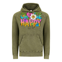 Vintage Olive choose happy with smile Vintage Hoodie - NancyCooperArtShop