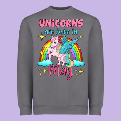 Unicorns Are Born In May Heavyweight Sweatshirt Designed By Jasminsmagicworld