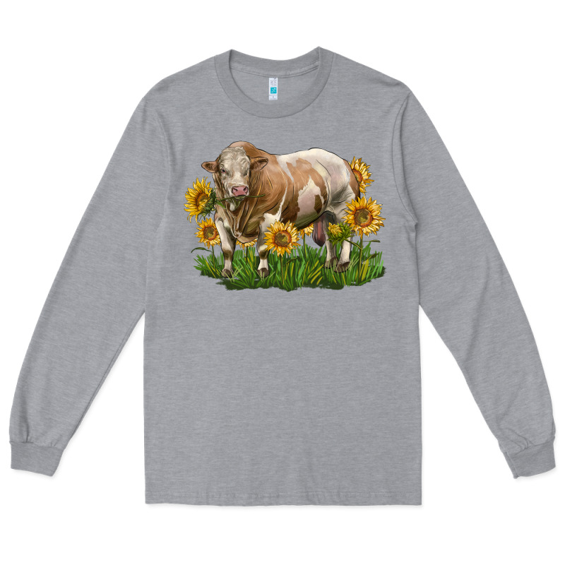 Simmental Bull With Sunflowers Long Sleeve Tee by LillyAllenDesigns | Teevron