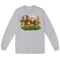 Moon Dust simmental bull with sunflowers Long Sleeve Tee - LillyAllenDesigns