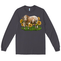 Smoke simmental bull with sunflowers Long Sleeve Tee - LillyAllenDesigns