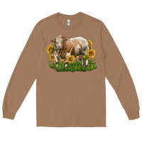 Toasted Coconut simmental bull with sunflowers Long Sleeve Tee - LillyAllenDesigns
