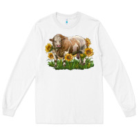 White simmental bull with sunflowers Long Sleeve Tee - LillyAllenDesigns