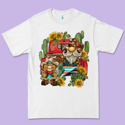 Western Gnome Truck Cactus Sunflower Premium Tee Designed By Barkaloodesign