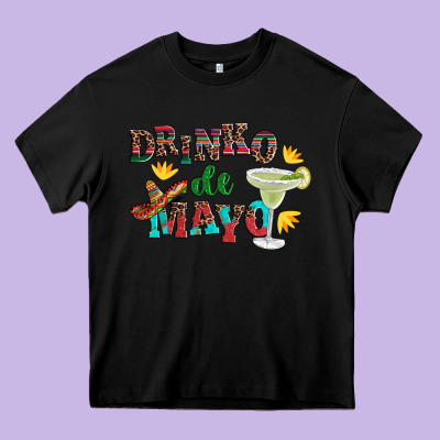 Drinko De Mayo With Margarita And  Sombrero Heavy Core Tee Designed By Artiststas