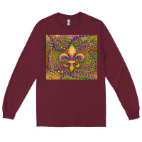 Burgundy mardi gras fleur de lis Long Sleeve Tee - RanaPortraitStore