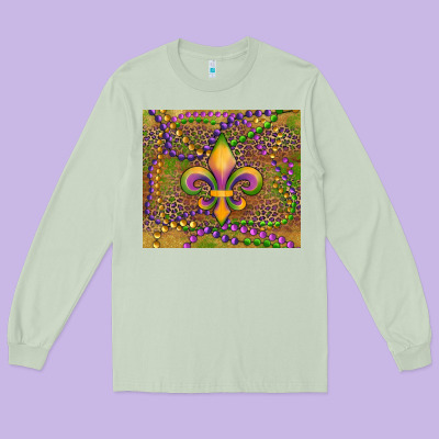 Mardi Gras Fleur De Lis Long Sleeve Tee Designed By Ranaportraitstore