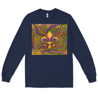 Navy mardi gras fleur de lis Long Sleeve Tee - RanaPortraitStore