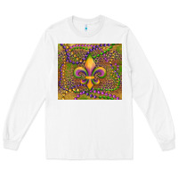 White mardi gras fleur de lis Long Sleeve Tee - RanaPortraitStore