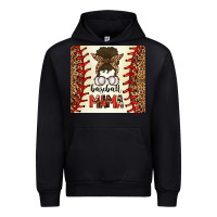 Black Baseball Mom Messy Bun Urban Hoodie - CowhideDigitalArt