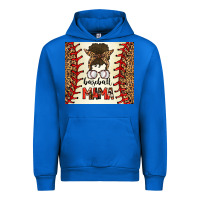 Cobalt Baseball Mom Messy Bun Urban Hoodie - CowhideDigitalArt