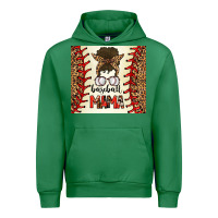 Emerald Baseball Mom Messy Bun Urban Hoodie - CowhideDigitalArt