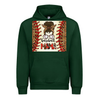 Forest Green Baseball Mom Messy Bun Urban Hoodie - CowhideDigitalArt
