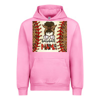 Fuchsia Pink Baseball Mom Messy Bun Urban Hoodie - CowhideDigitalArt