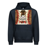 Navy Baseball Mom Messy Bun Urban Hoodie - CowhideDigitalArt