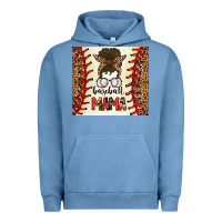 Pigment Pebble Blue Baseball Mom Messy Bun Urban Hoodie - CowhideDigitalArt