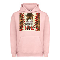 Pigment Salmon Baseball Mom Messy Bun Urban Hoodie - CowhideDigitalArt