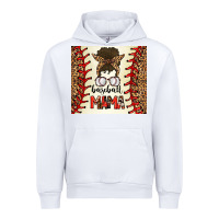 White Baseball Mom Messy Bun Urban Hoodie - CowhideDigitalArt