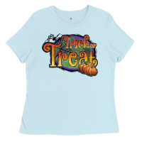 Baby Blue trick or treat white Ladies Tee - JahusDesignShop