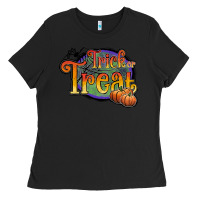 Black trick or treat white Ladies Tee - JahusDesignShop