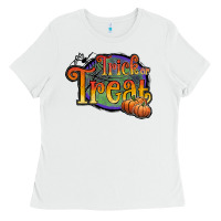Trick Or Treat White Ladies Tee | Teevron