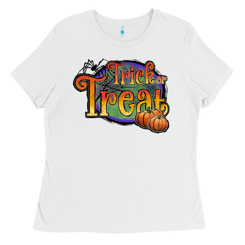 Trick Or Treat White Ladies Tee by JahusDesignShop | Teevron