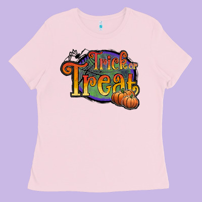 Trick Or Treat White Ladies Tee Designed By Jahusdesignshop
