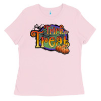 Bubblegum Pink trick or treat white Ladies Tee - JahusDesignShop