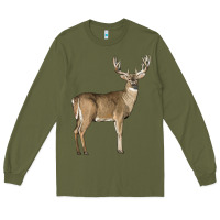 Army Green white tailed buck deer Long Sleeve Tee - LillyAllenDesigns