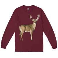 Burgundy white tailed buck deer Long Sleeve Tee - LillyAllenDesigns