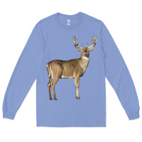 Colony Blue white tailed buck deer Long Sleeve Tee - LillyAllenDesigns
