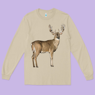 White Tailed Buck Deer Long Sleeve Tee Designed By Lillyallendesigns