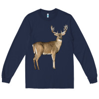 Navy white tailed buck deer Long Sleeve Tee - LillyAllenDesigns