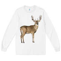 White white tailed buck deer Long Sleeve Tee - LillyAllenDesigns