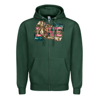 Sports Green Love Horse Zipper Hoodie - HowdyJamesFarm