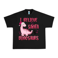 Black i believe in santa & dinosaurs pink Urban Heavy Tee - MaliasSmallBusiness