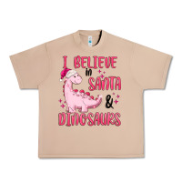 Burro i believe in santa & dinosaurs pink Urban Heavy Tee - MaliasSmallBusiness