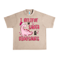French Oak i believe in santa & dinosaurs pink Urban Heavy Tee - MaliasSmallBusiness